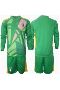 Fotbalové Dres Itálie Brankářské Dětské Venkovní Oblečení ME 2024 Dlouhý Rukáv (+ trenýrky)